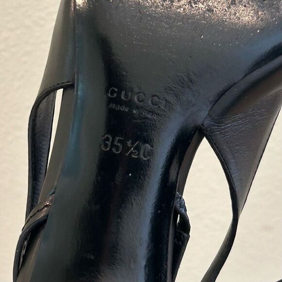 GUCCI size 35.5C Sandal Heels Black Leather made in Italy - Picture 8 of 12